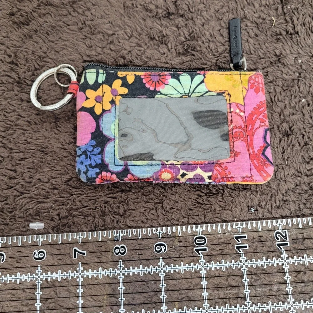 Vera Bradley Floral Nightingale Zip ID Case Wallet Key Ring 10129-122